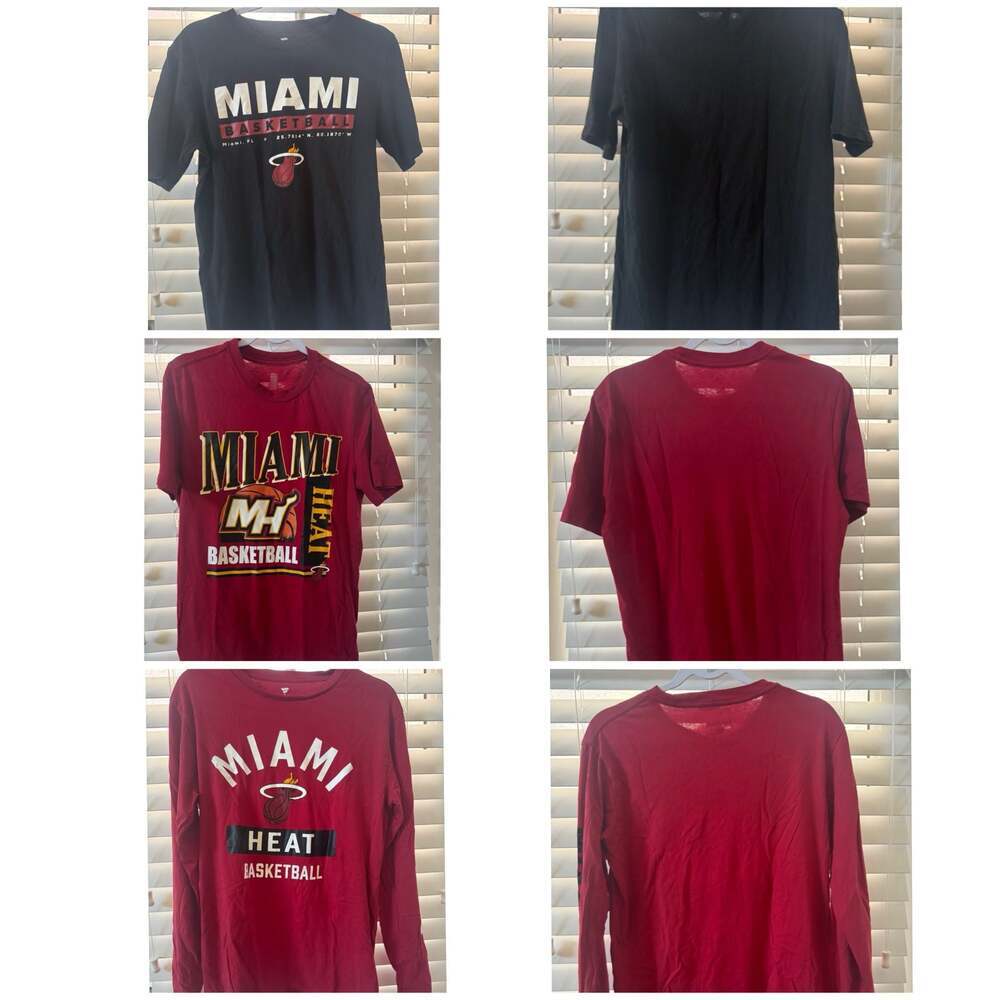 Lot of 3 Fanatics Miami Heat Basketball Graphic T-Shirts Size M